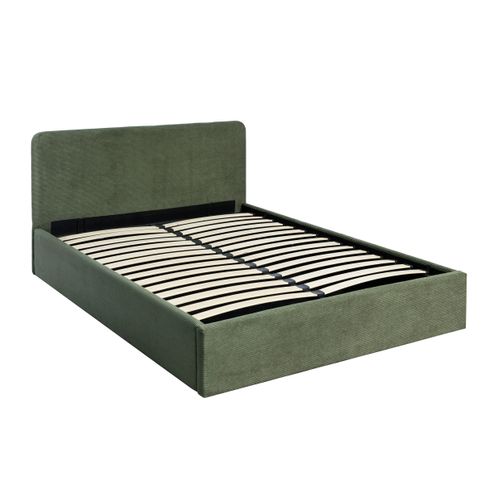 Lit coffre 140x190 cm velours côtelé vert LYLA