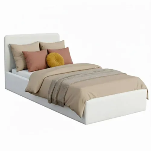 Lit coffre 90x190 cm velours côtelé blanc LYLA