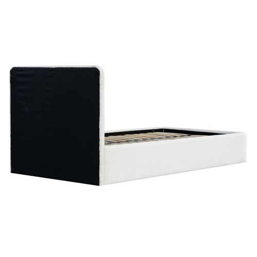 Lit coffre 90x190 cm velours côtelé blanc LYLA