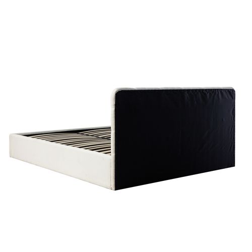 Lit coffre 160x200 cm velours côtelé blanc LYLA