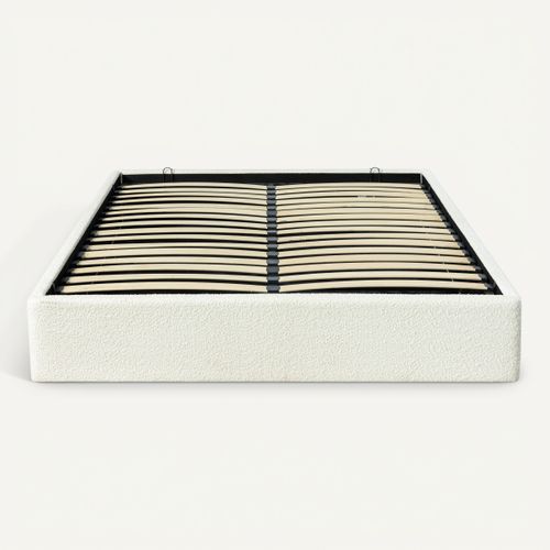 Lit coffre 140x190 cm tissu bouclette beige PARMA vue de face