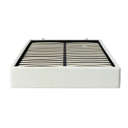 Lit coffre 140x190 cm velours côtelé blanc PARMA