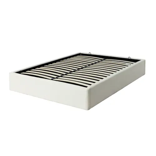 Lit coffre 140x190 cm velours côtelé blanc PARMA