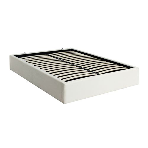 Lit coffre 140x190 cm velours côtelé blanc PARMA