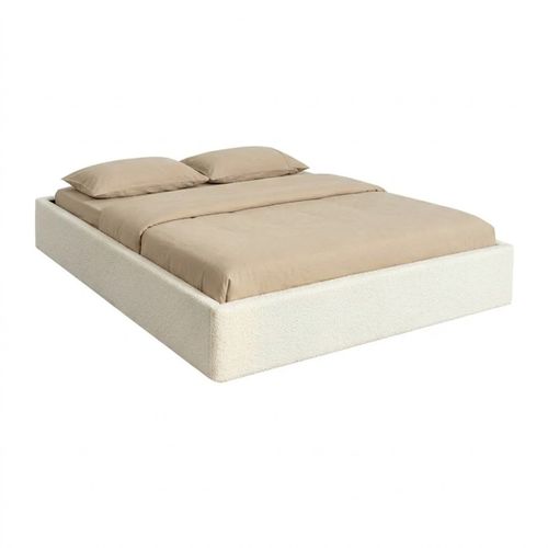 Lit coffre 160x200 cm tissu bouclette beige PARMA