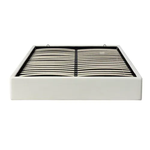 Lit coffre 160x200 cm velours côtelé blanc PARMA