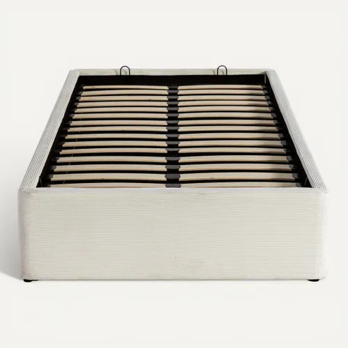 Lit coffre 90x190 cm côtelé beige PARMA vue de face