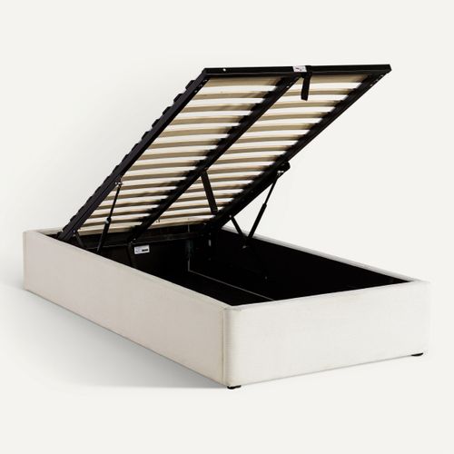 Lit coffre 90x190 cm côtelé beige PARMA
