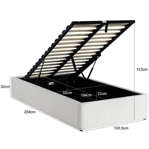 Lit coffre 90x190 cm côtelé beige PARMA