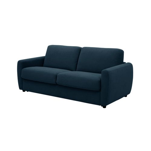 Canapé 3 places convertible SOMMEA tissu bleu marine vue de profil