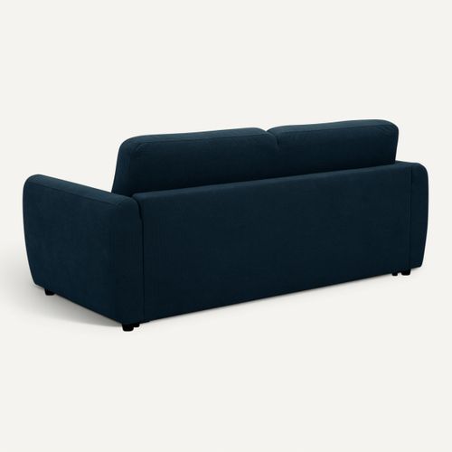 Canapé 3 places convertible SOMMEA tissu bleu marine vue de derrière