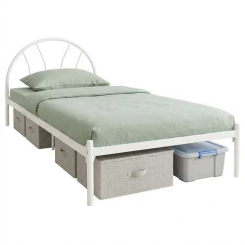 Lit avec sommier 90x190 cm SUNSHINE métal blanc