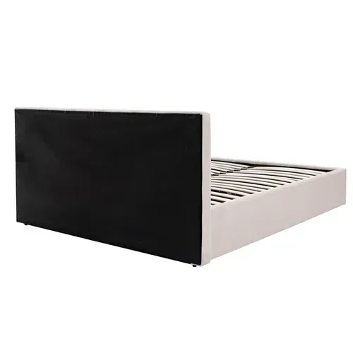 Lit coffre 160x200 cm tissu velours beige MAEVA vue de derrière