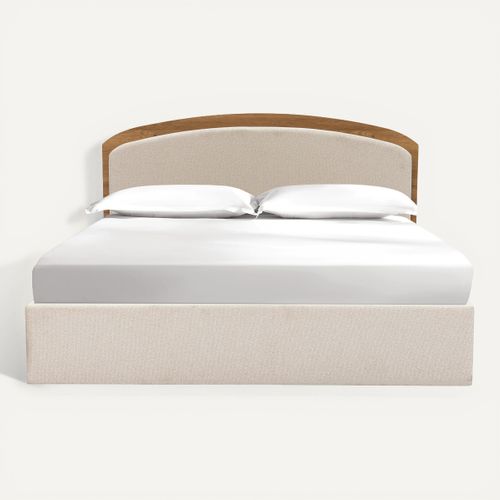 Lit coffre 160x200 cm EOLE tissu et imitation chêne vue de face