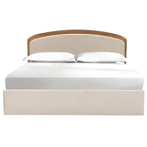 Lit coffre 140x190 cm EOLE tissu et imitation chêne