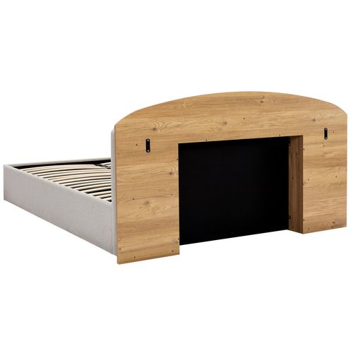 Lit coffre 140x190 cm EOLE tissu et imitation chêne