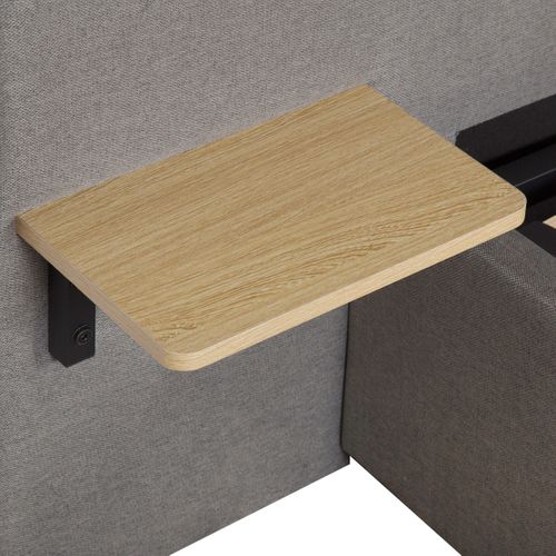 Lit coffre 140x190 cm avec chevets REMY tissu gris vue accessoires