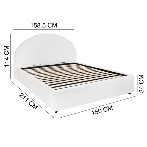 Lit coffre 140x190 cm ENORA tissu bouclette blanc
