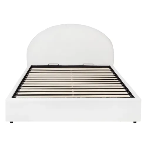 Lit coffre 160x200 cm ENORA tissu bouclette beige vue de face