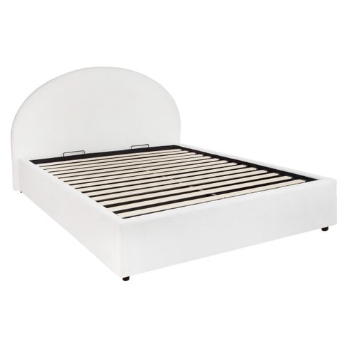 Lit coffre 160x200 cm ENORA tissu bouclette beige vue 3/4