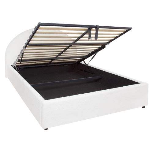 Lit coffre 160x200 cm ENORA tissu bouclette beige