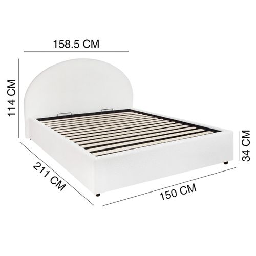 Lit coffre 160x200 cm ENORA tissu bouclette blanc