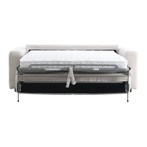 Canapé convertible express 3 places SOFTY tissu beige matelas 12 cm