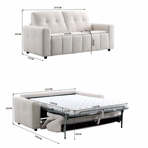 Canapé convertible express 3 places SOFTY tissu beige matelas 12 cm