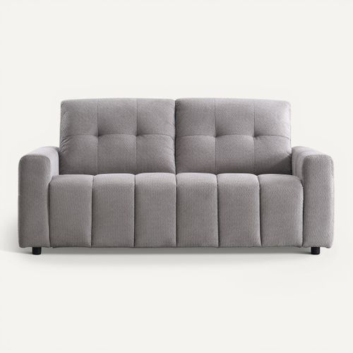 Canapé convertible express 3 places SOFTY tissu gris matelas 12 cm vue de face