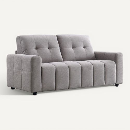 Canapé convertible express 3 places SOFTY tissu gris matelas 12 cm vue 3/4
