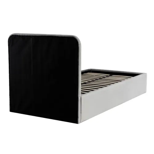 Lit coffre 90x190 cm velours gris ANNA vue de derrière