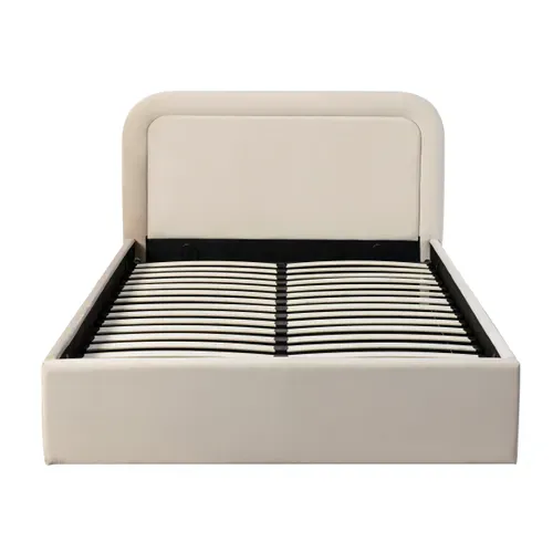 Lit coffre 140x190 cm velours beige LUCIA