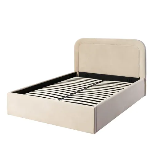 Lit coffre 140x190 cm velours beige LUCIA