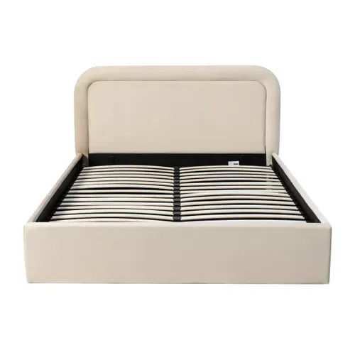 Lit coffre 160x200 cm velours beige LUCIA