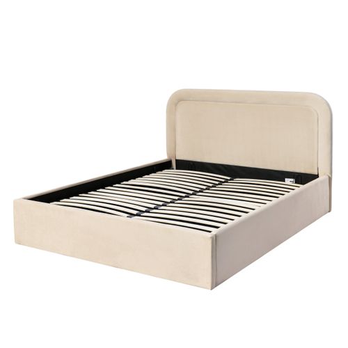 Lit coffre 160x200 cm velours beige LUCIA