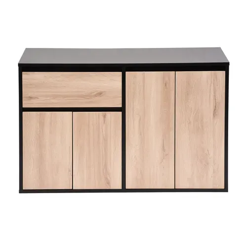 Meuble à chaussures suspendu ou à poser ALAIN imitation chêne et noir vue de face