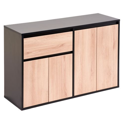 Meuble à chaussures suspendu ou à poser ALAIN imitation chêne et noir vue 3/4