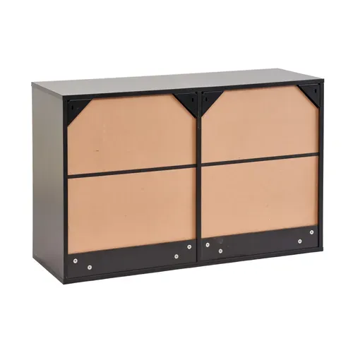 Meuble à chaussures suspendu ou à poser ALAIN imitation chêne et noir vue de derrière