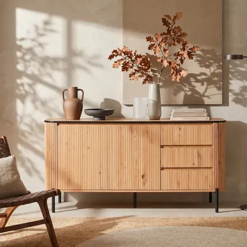 Buffet ADRIAN L.160cm imitation chêne vue d'ambiance 1