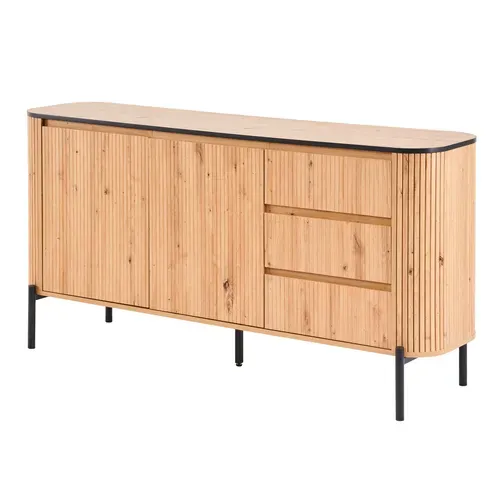 Buffet ADRIAN L.160cm imitation chêne vue de profil