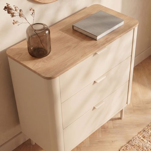 Commode 3 tiroirs L. 73 cm DANIELLE imitation chêne et beige