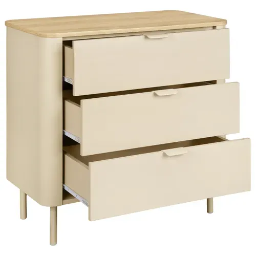 Commode 3 tiroirs L. 73 cm DANIELLE imitation chêne et beige