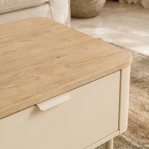 Table basse L.100 cm DANIELLE imitation chêne et beige