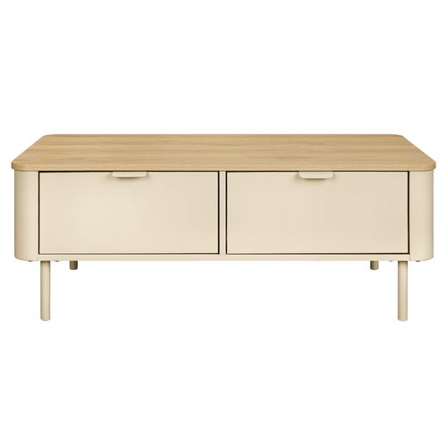 Table basse L.100 cm DANIELLE imitation chêne et beige