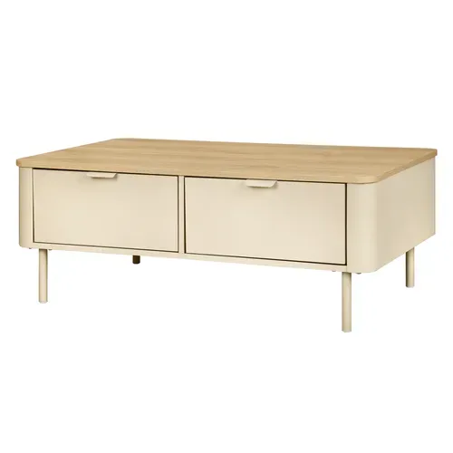 Table basse L.100 cm DANIELLE imitation chêne et beige