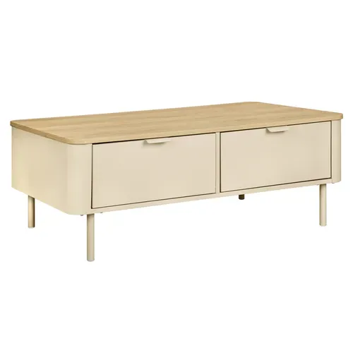 Table basse L.100 cm DANIELLE imitation chêne et beige