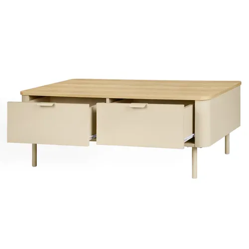 Table basse L.100 cm DANIELLE imitation chêne et beige