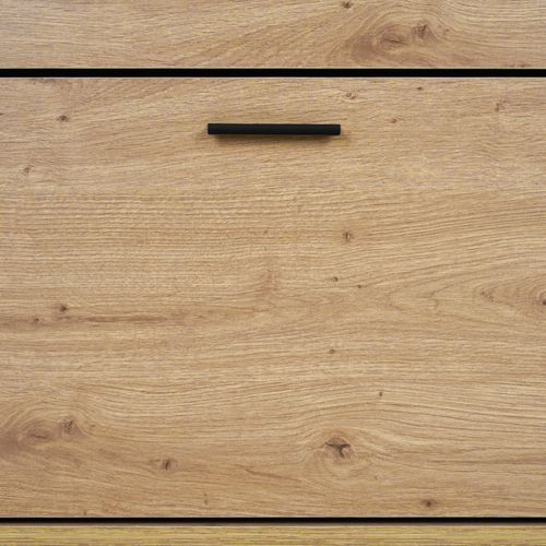 Meuble à chaussures 2 abattants MARLENE imitation chêne et noir