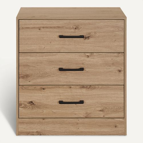 Commode 3 tiroirs PRIMUS imitation chêne vue de face