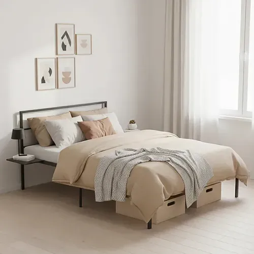 Lit avec sommier 140x190 cm LOIC métal noir